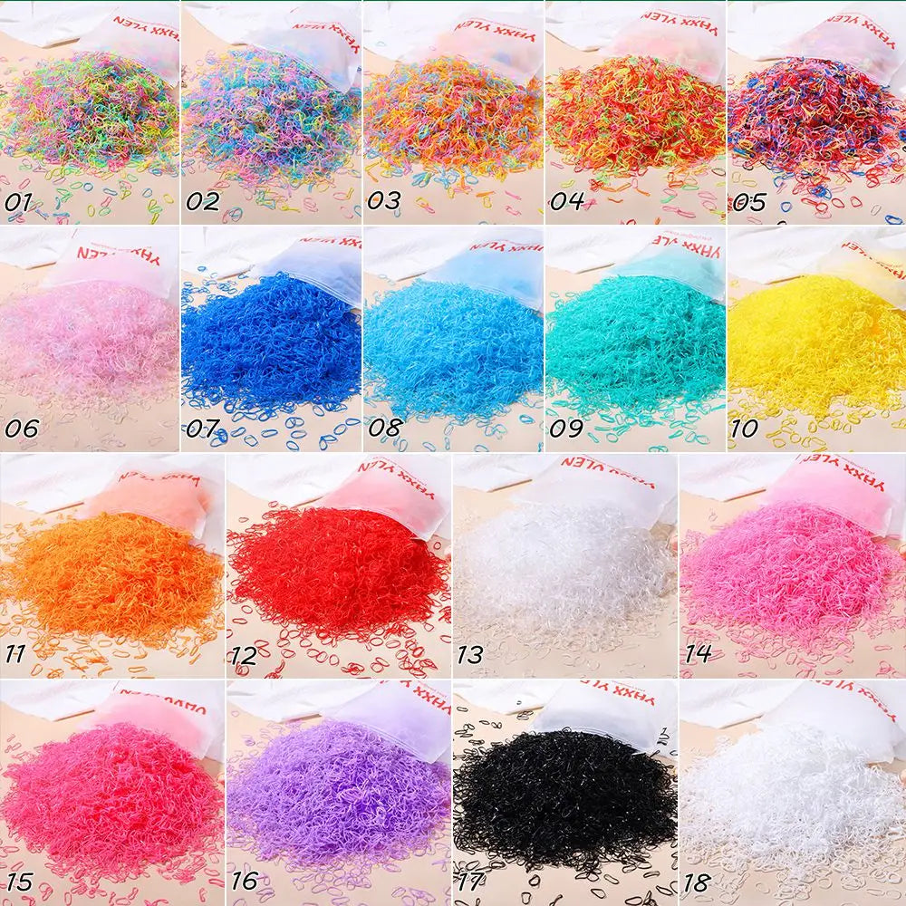 1000 Girls Colourful Disposable Rubber Band Hair Ties Headband Children Ponytail Holder Bands Kids Hair Accessories