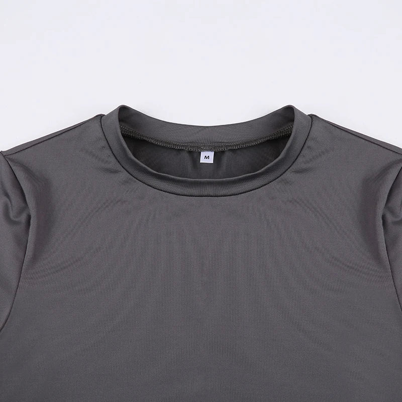 Basic Solid Crop Top Short Sleeve Crewneck Skinny T-shirt Summer Casual Tee for Women Y2K Vintage Top Streetwear