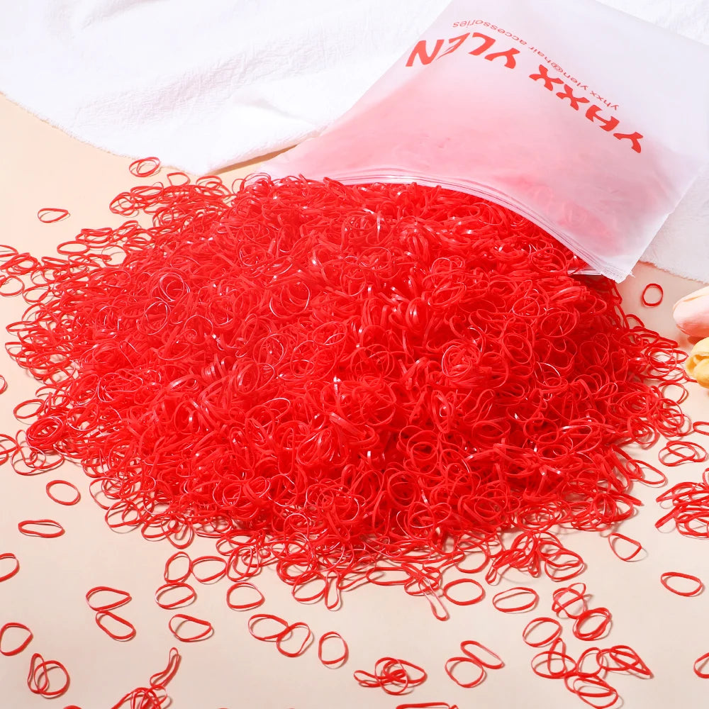 1000 Girls Colourful Disposable Rubber Band Hair Ties Headband Children Ponytail Holder Bands Kids Hair Accessories