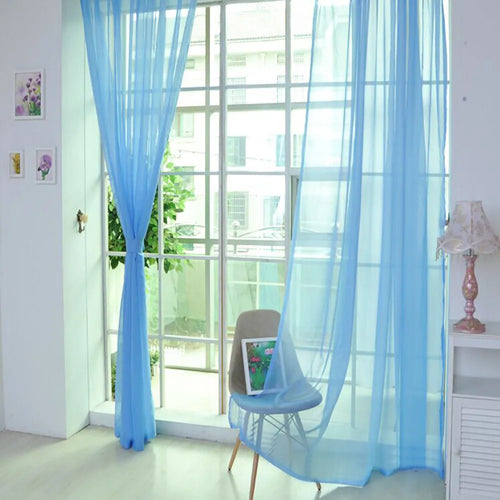 1 Pcs Color Tulle Door Window Curtain Drape Panel Sheer Scarf Valances Nordic Curtains For Living Dining Room Tulle Bedroom
