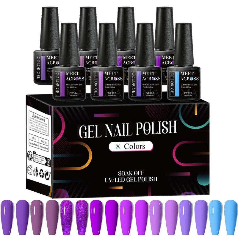 8Pcs/Set Fluorescent Gel Nail Polish Set Summer Colorful Semi Permanent Nail Art Gel Varnish Nail Supplies Manicure For Nails