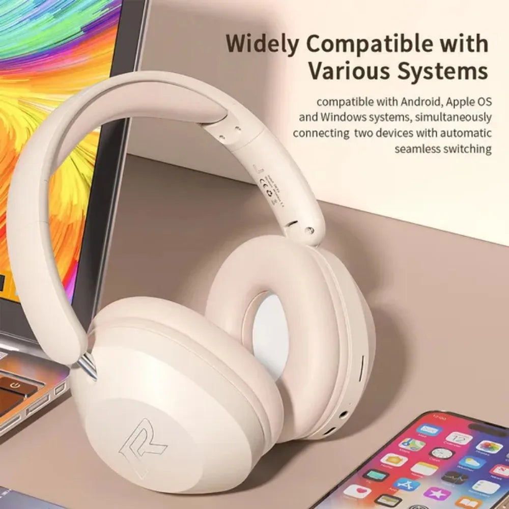 Foldable Wireless Bluetooth Headset Over Ear Sports Headphones High Power Stereo Sound for Cell Phones and Music