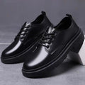 Men's Casual Leather Shoes Thick Bottom Leisure Trendy British Style Winter New Arrival Breathable round Toe Low Heel