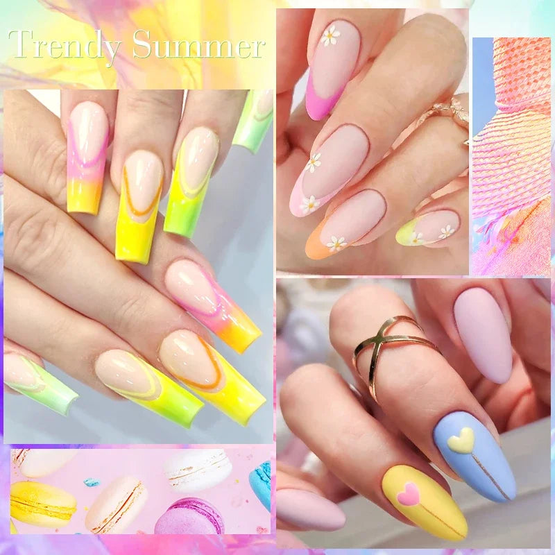 8Pcs/Set Fluorescent Gel Nail Polish Set Summer Colorful Semi Permanent Nail Art Gel Varnish Nail Supplies Manicure For Nails