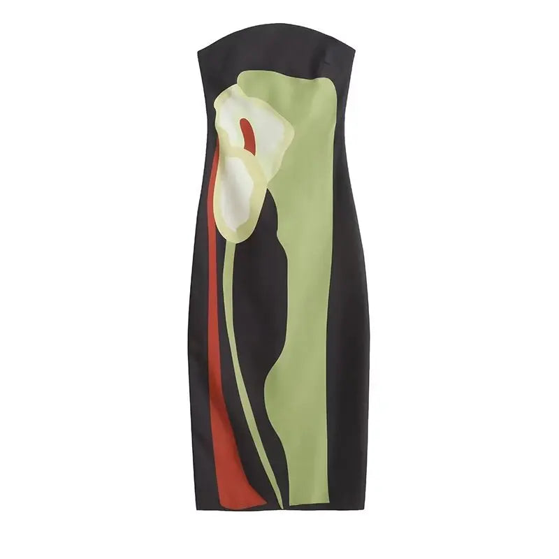 Sexy Strapless Backless Printed Long Dress Women Fashion Sleeveless Off Shoulder Vestidos Summer Lady Party Evening Robes