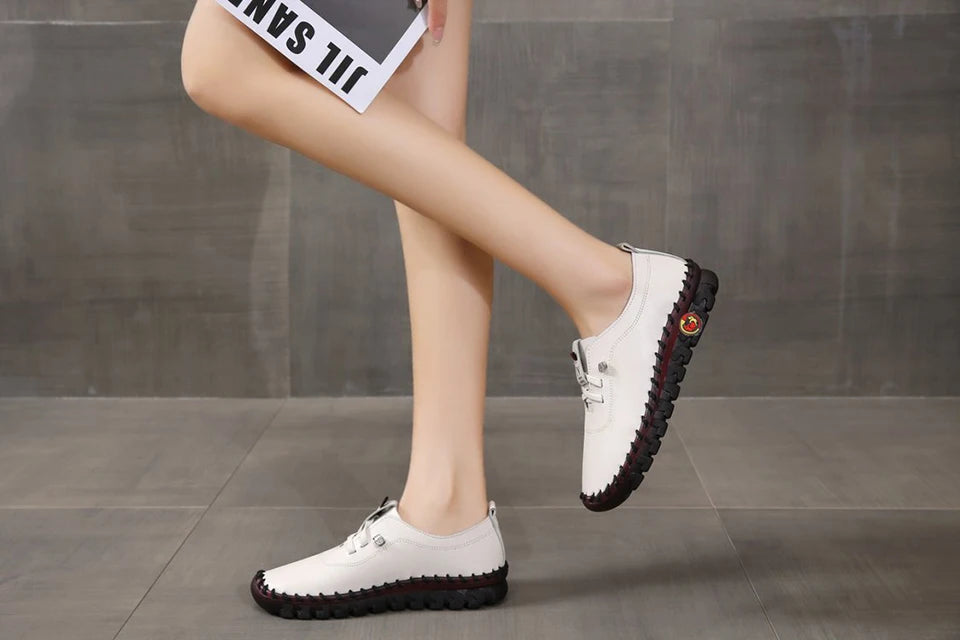 Sneakers Women Shoes Loafers Lace Up Leather Flat New Spring Casual comfortable Shoe