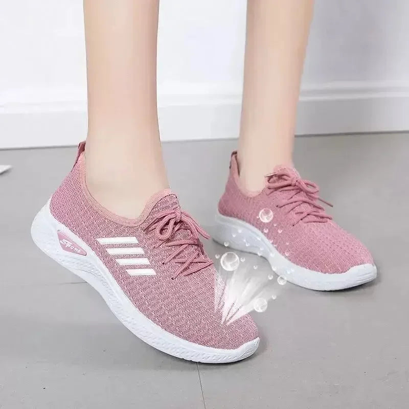 New Trendy Women's Mesh Low-Top Running Sneakers with Air Mesh for Spring and Summer Women Flat Shoes