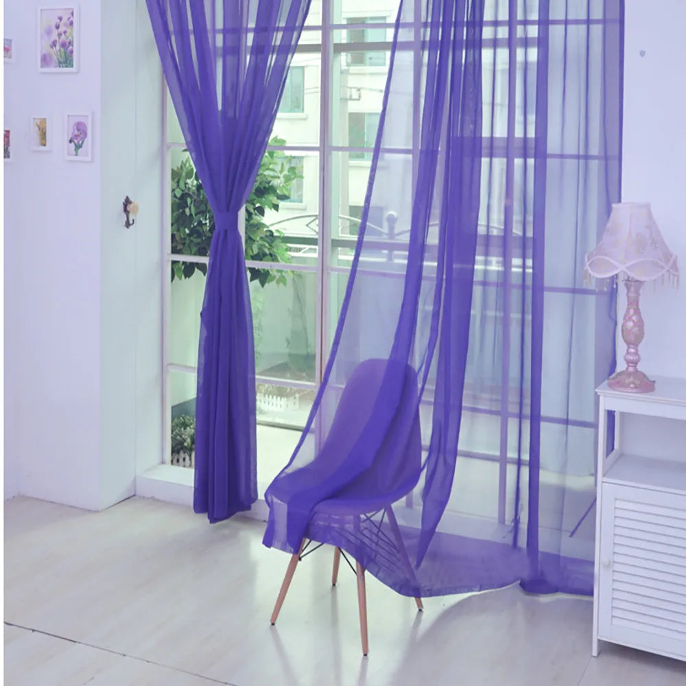 1 Pcs Color Tulle Door Window Curtain Drape Panel Sheer Scarf Valances Nordic Curtains For Living Dining Room Tulle Bedroom