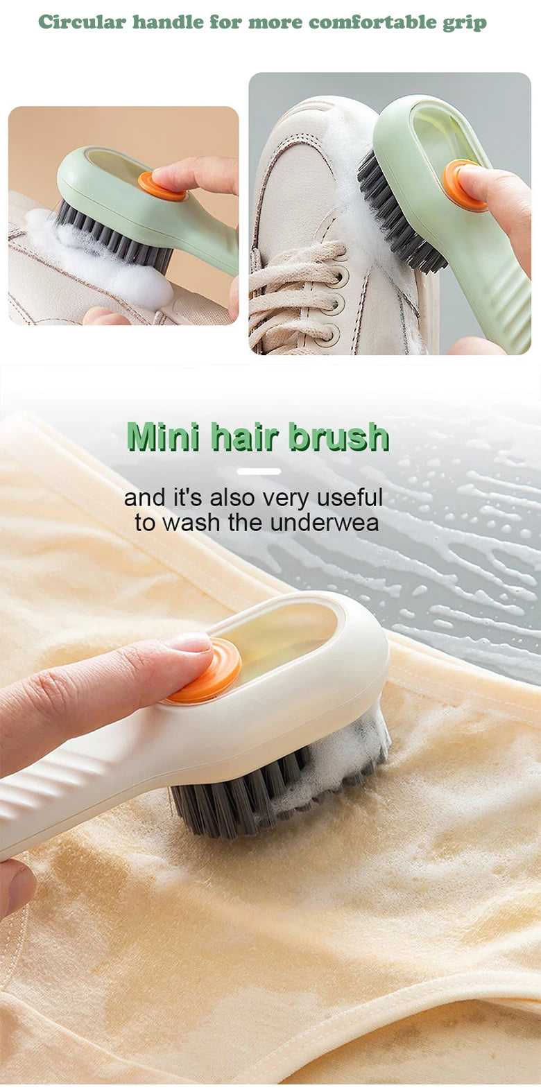Cleaning Brush Soft Bristled Liquid Shoe Brush Long Handle Brush Clothes Brush Shoe Clothing Board Brush Household Cleaning Tool