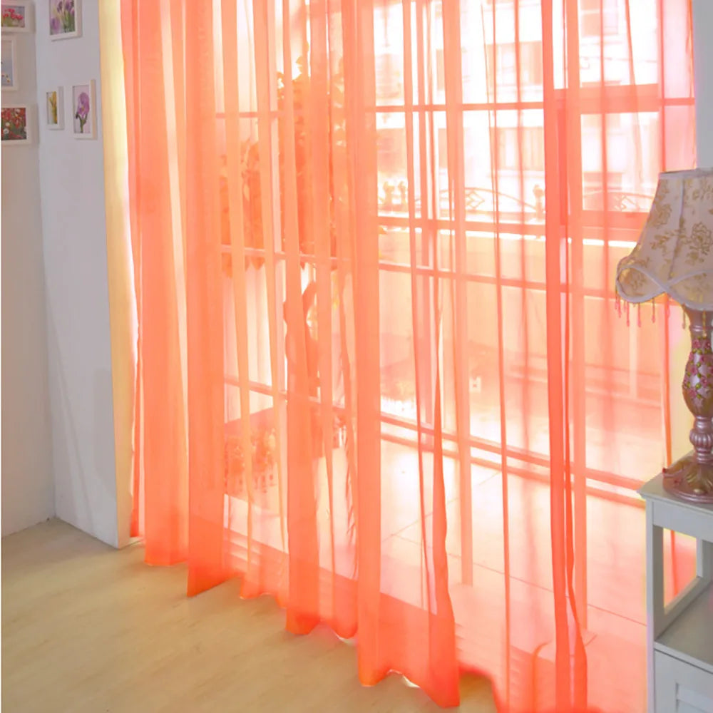 1 Pcs Color Tulle Door Window Curtain Drape Panel Sheer Scarf Valances Nordic Curtains For Living Dining Room Tulle Bedroom