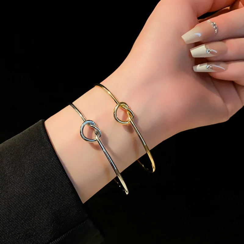 Stainless Steel Bracelets Vintage Men's Fashion Woven Twist Texture Bangles for Women Jewelry Statement Streetwear Goth Gifts