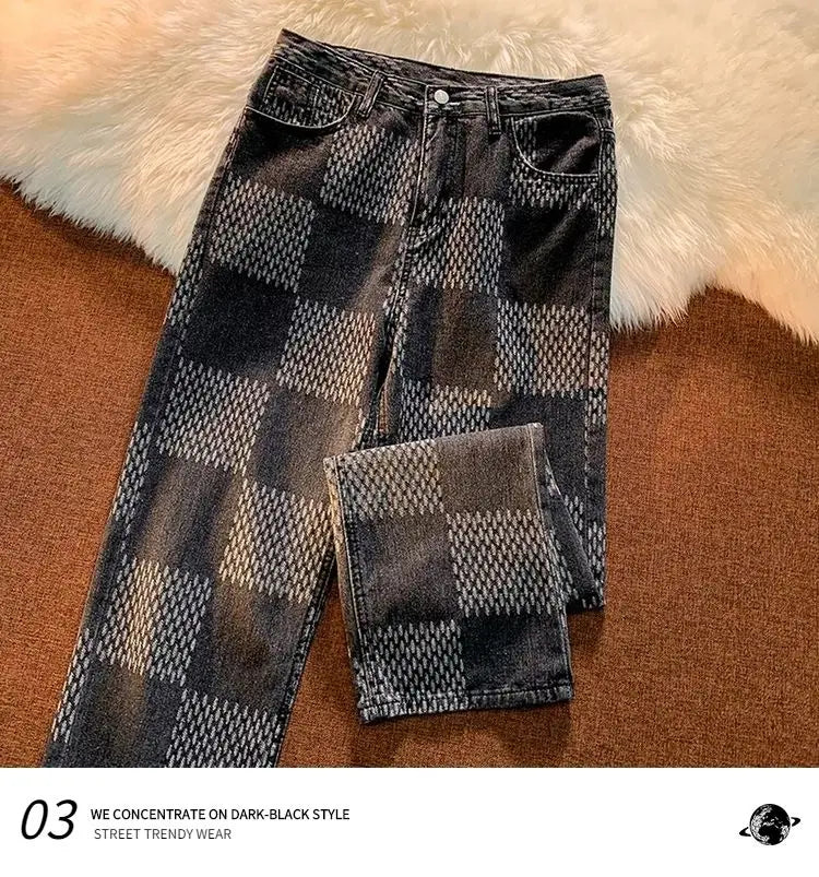 Spring Autumn Vintage Loose Casual Fashion Straight Jeans Hombre Hip Hop Y2K Denim Pants Male Streetwear Trousers Men
