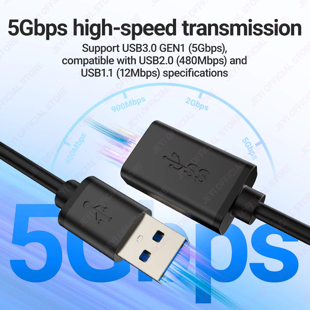 JEYI USB 3.0 GEN1 Extension Cable (Male to Female)-5Gbps High-Speed Data Transfer for Keyboard/Mouse/Flash Drive