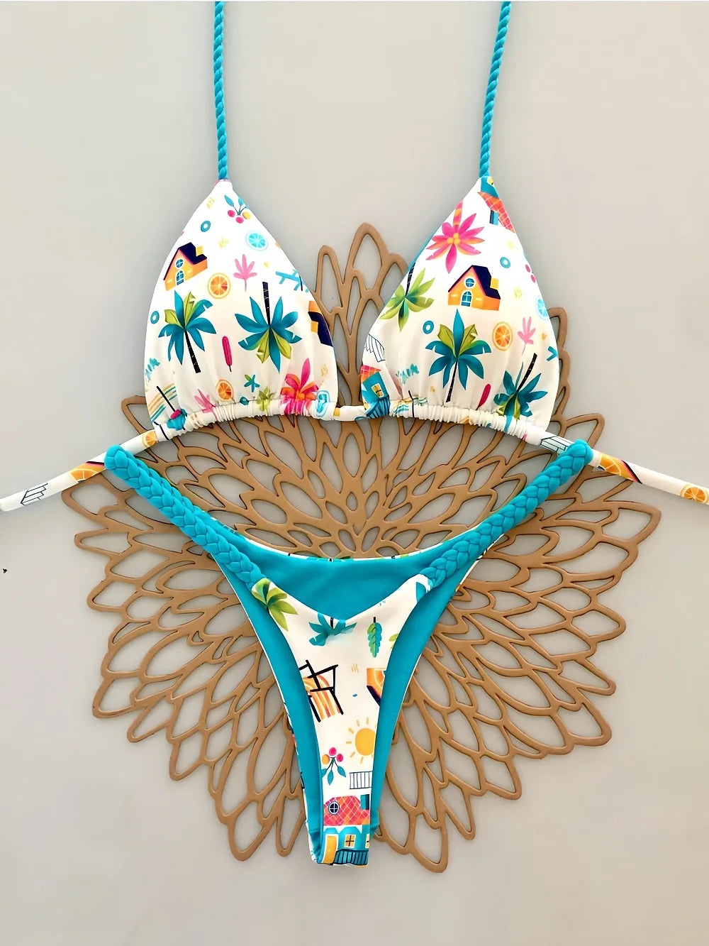 Sexy Triangle Bikini Push Up Brazilian Swimwear Women Printed Bikinis Padded Swimsuit Thong Bathing Suit Maillot De Bain Femme