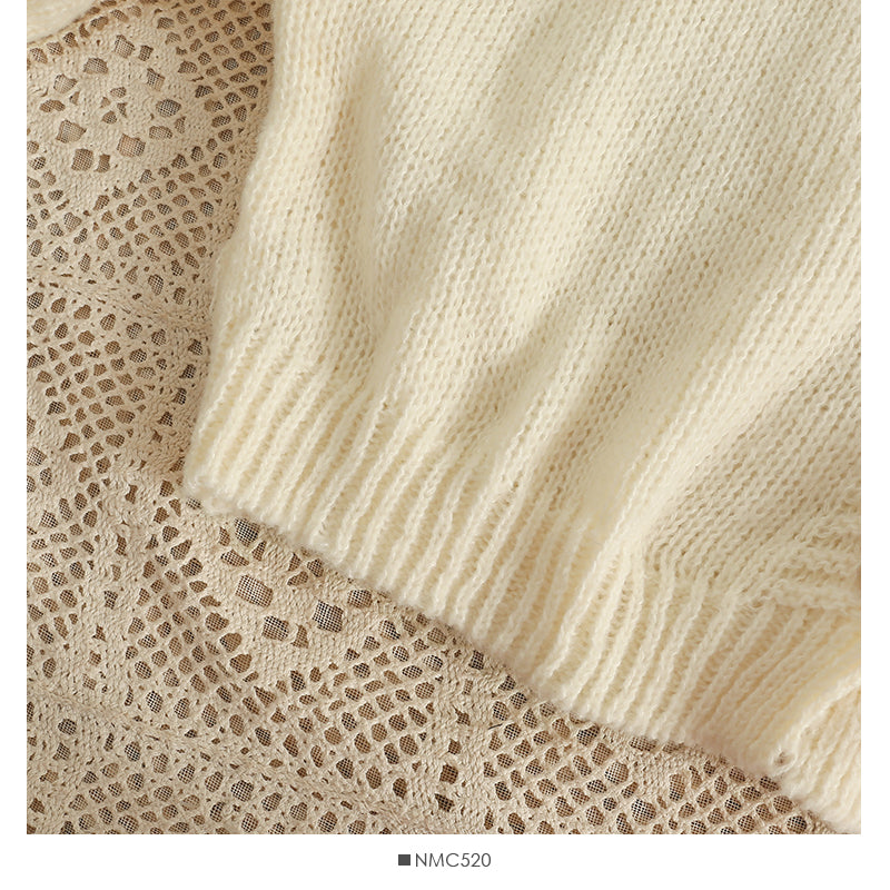 Appliqué Flowers Cardigan Women Fall Winter Cropped V-neck Button-up Knitted Sweater Jacket Fairycore Shrunken Cardigan