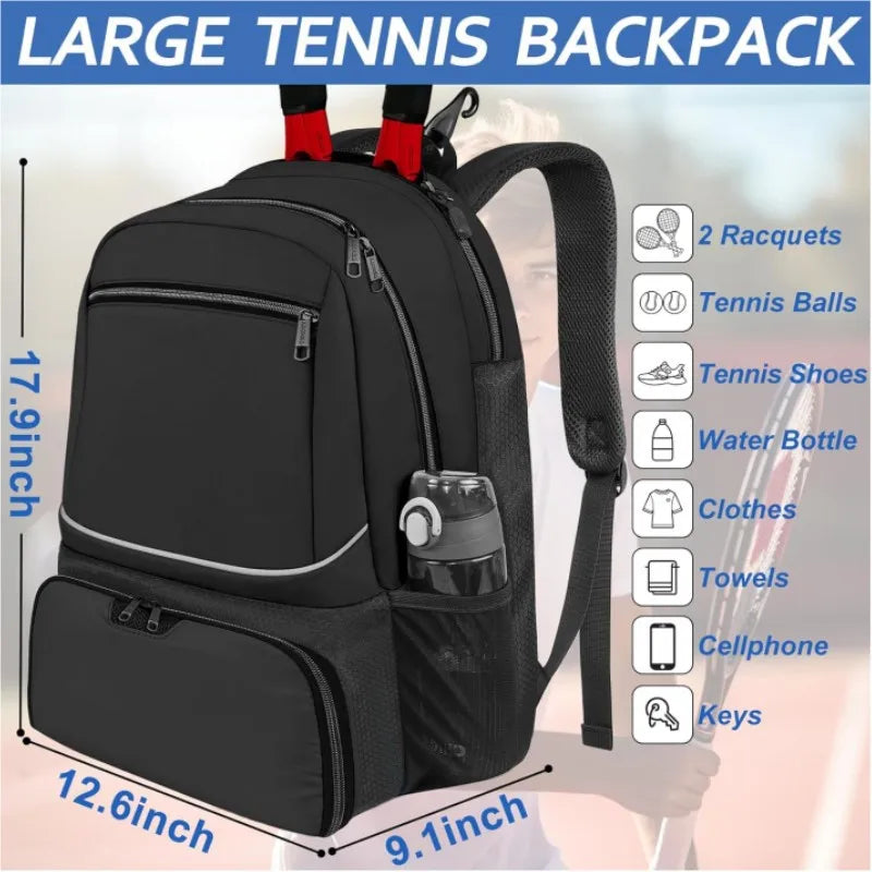 Backpack New fashionable casual sports tennis bag tennis backpack for men and women with insulated pockets and ventilation layer