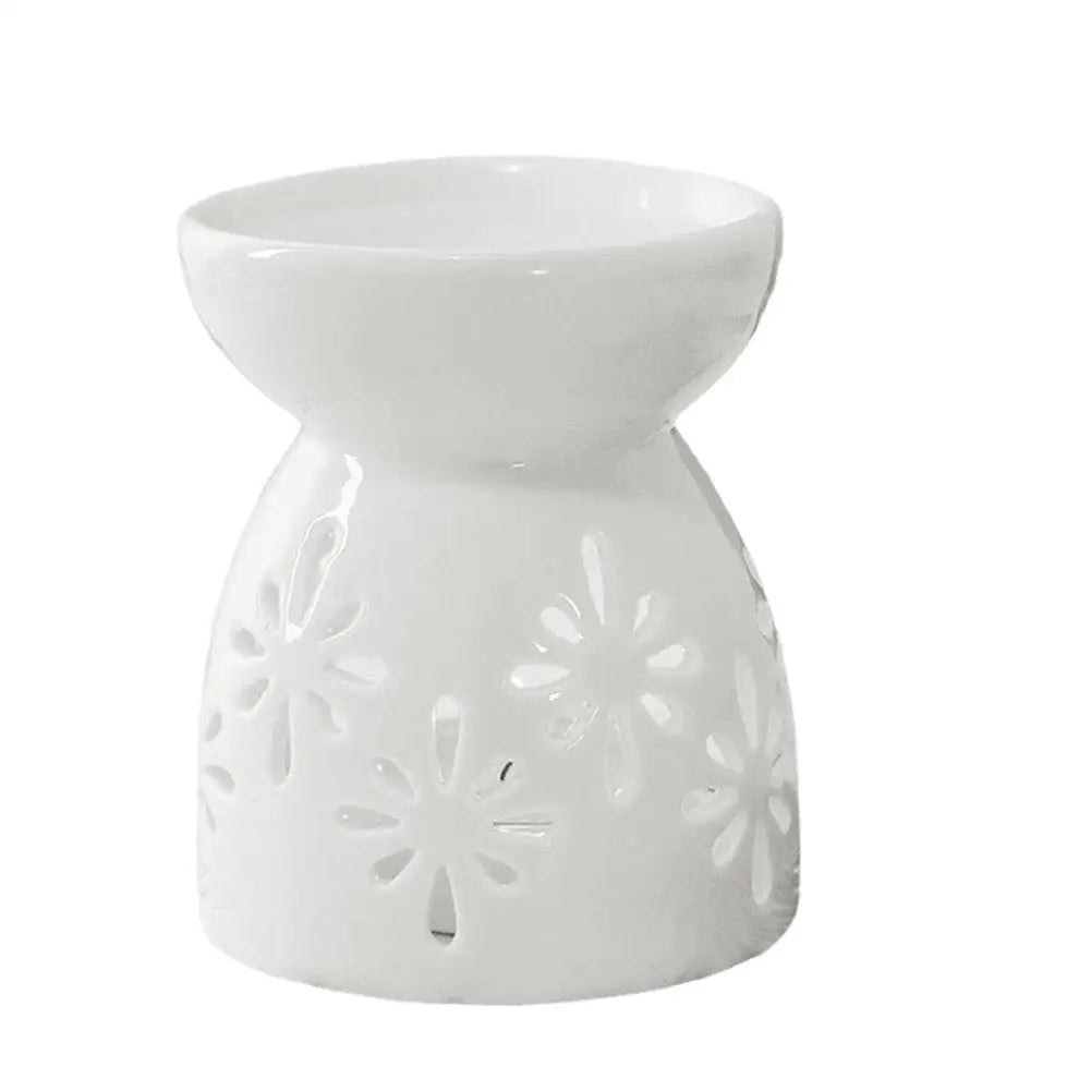 White Ceramic Incense Burner Candle Essential Oil Aromatherapy Diffuser Hollow Heating Stove Middle East Home Decor Ornament