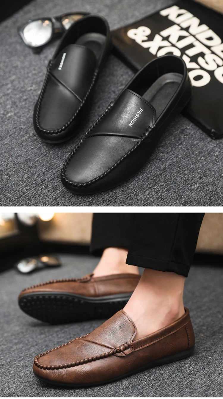2025 Spring/Autumn Men's Footwear: Minimalist Design Loafers Elegant Khaki-Coloured Work Shoes Student Footwear