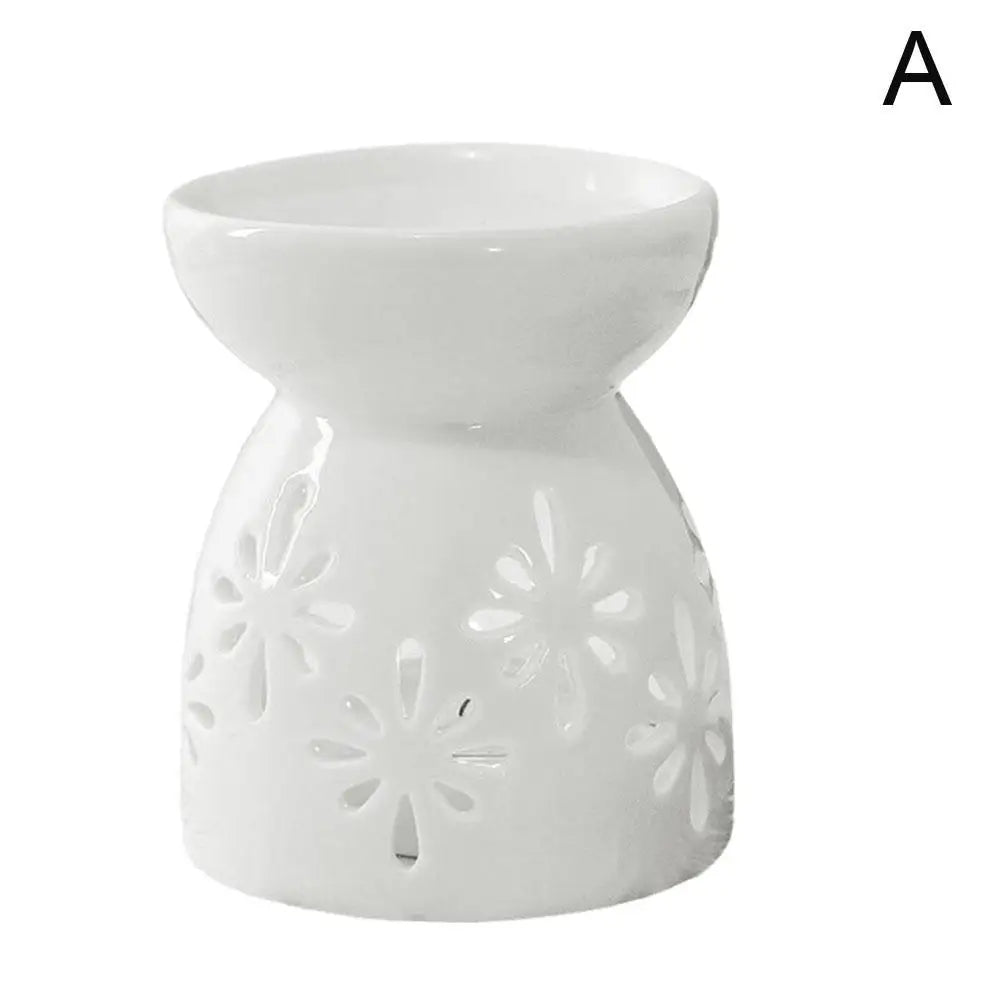 White Ceramic Incense Burner Candle Essential Oil Aromatherapy Diffuser Hollow Heating Stove Middle East Home Decor Ornament