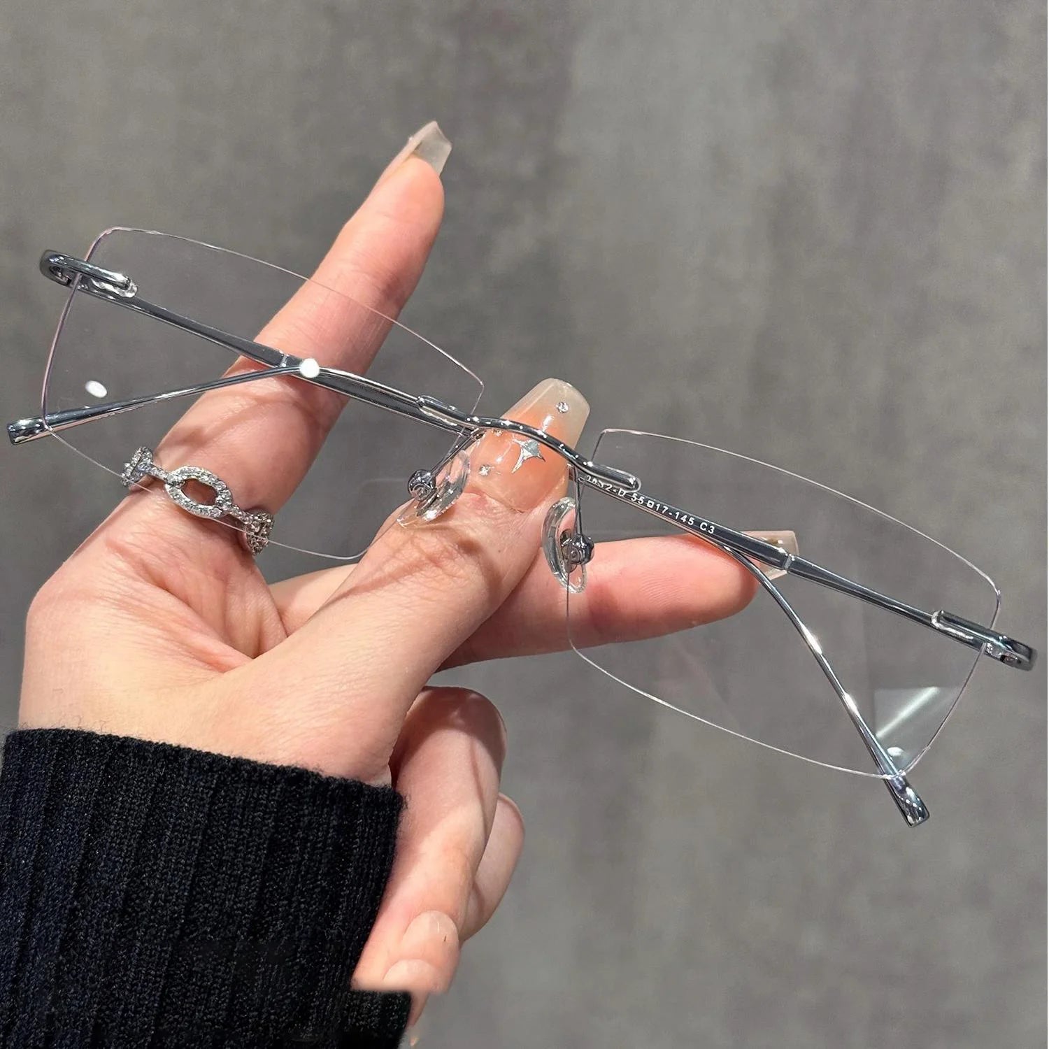 Ultra light Frameless Glasses For Women Myopic Glasses Pure Color Small Square Lens Anti Blue Light Glasses Degree 150-600