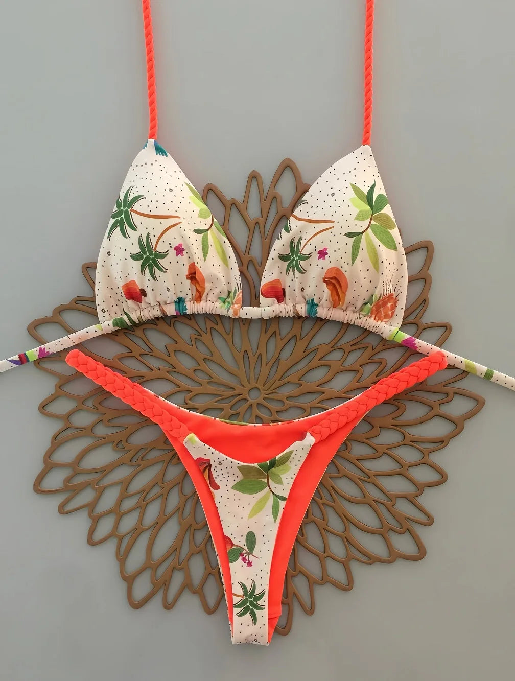 Sexy Triangle Bikini Push Up Brazilian Swimwear Women Printed Bikinis Padded Swimsuit Thong Bathing Suit Maillot De Bain Femme