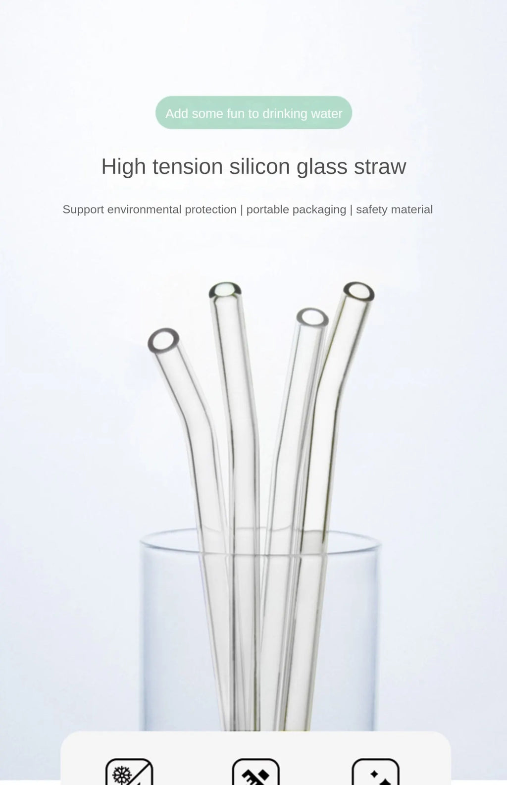 1set Heat Resistant Glass Straws with Brush - Set of 5 - Reusable and Washable,Perfect for Smoothies, Milkshakes, Tea, Juice