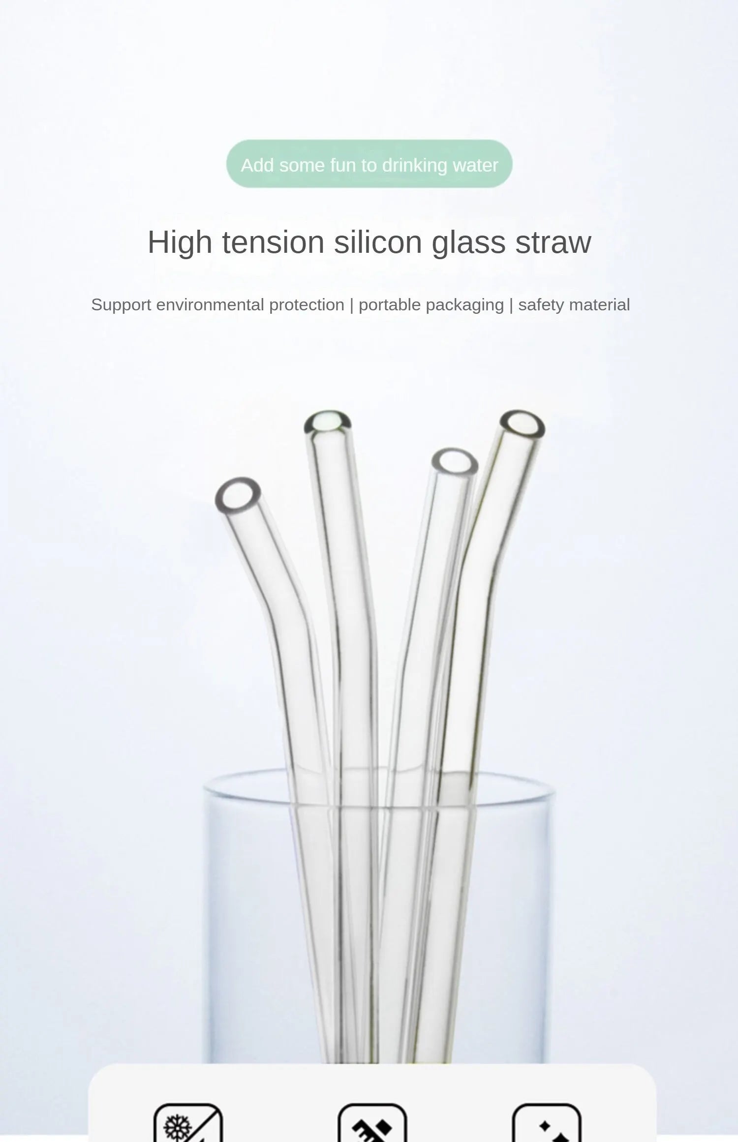 1set Heat Resistant Glass Straws with Brush - Set of 5 - Reusable and Washable,Perfect for Smoothies, Milkshakes, Tea, Juice