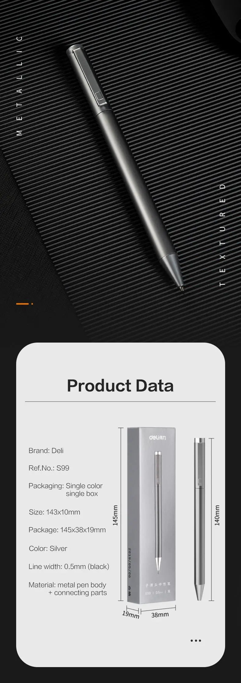 DELI Premium Metallic Signature Pens 0.5mm Gold Silver Gel Ink Smooth Writing Pens for Signing Certificates Awards Menus