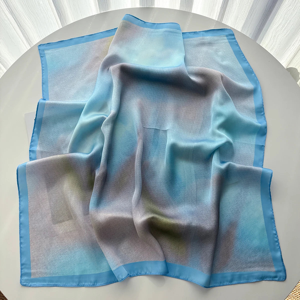 Luxury Square Scarf For Women Elegant Ladies Soft Stain Neckerchief Bandanas Fashion Color Print Faux Silk Scarves Shawl