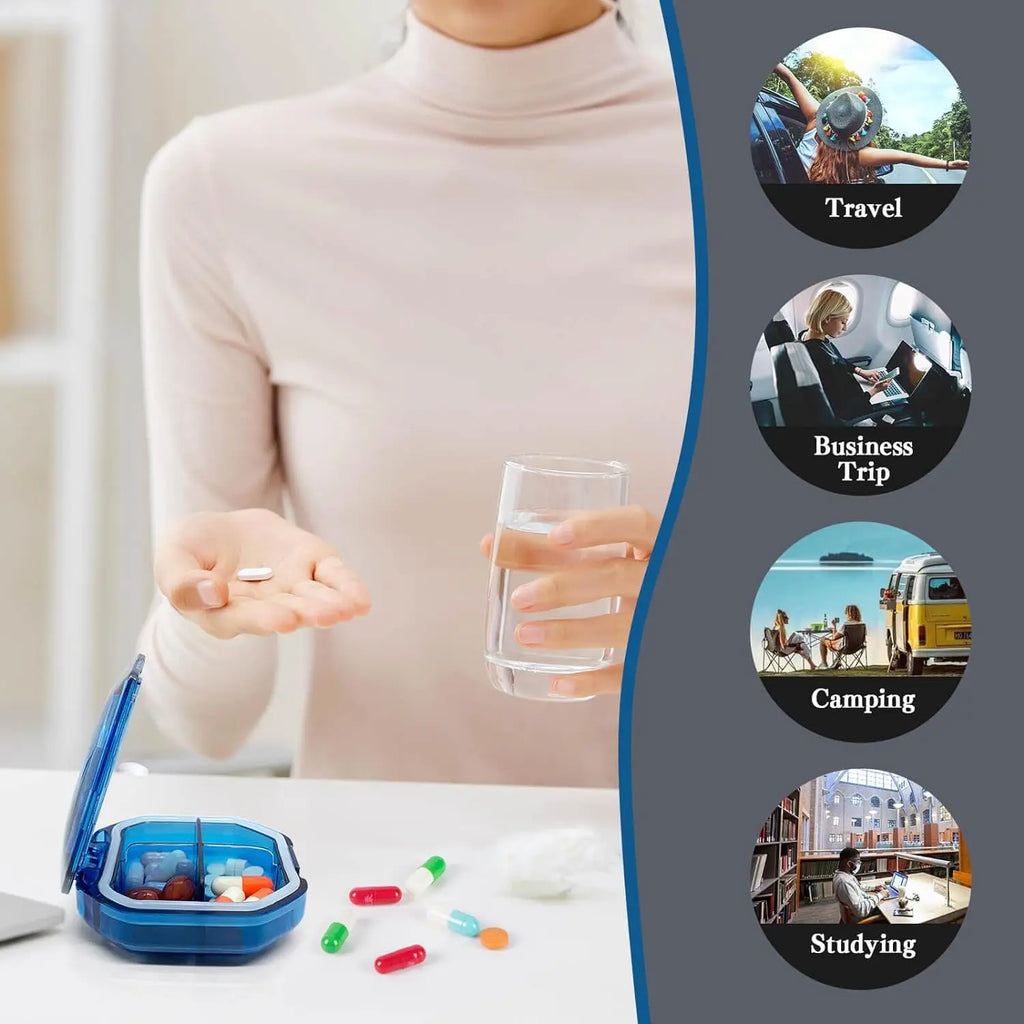 2Pcs 7 Days Pill Storage Box Mini Travel Portable Medicines Dispenser Box Multifunction Plastic Seven Compartment Sealer Box