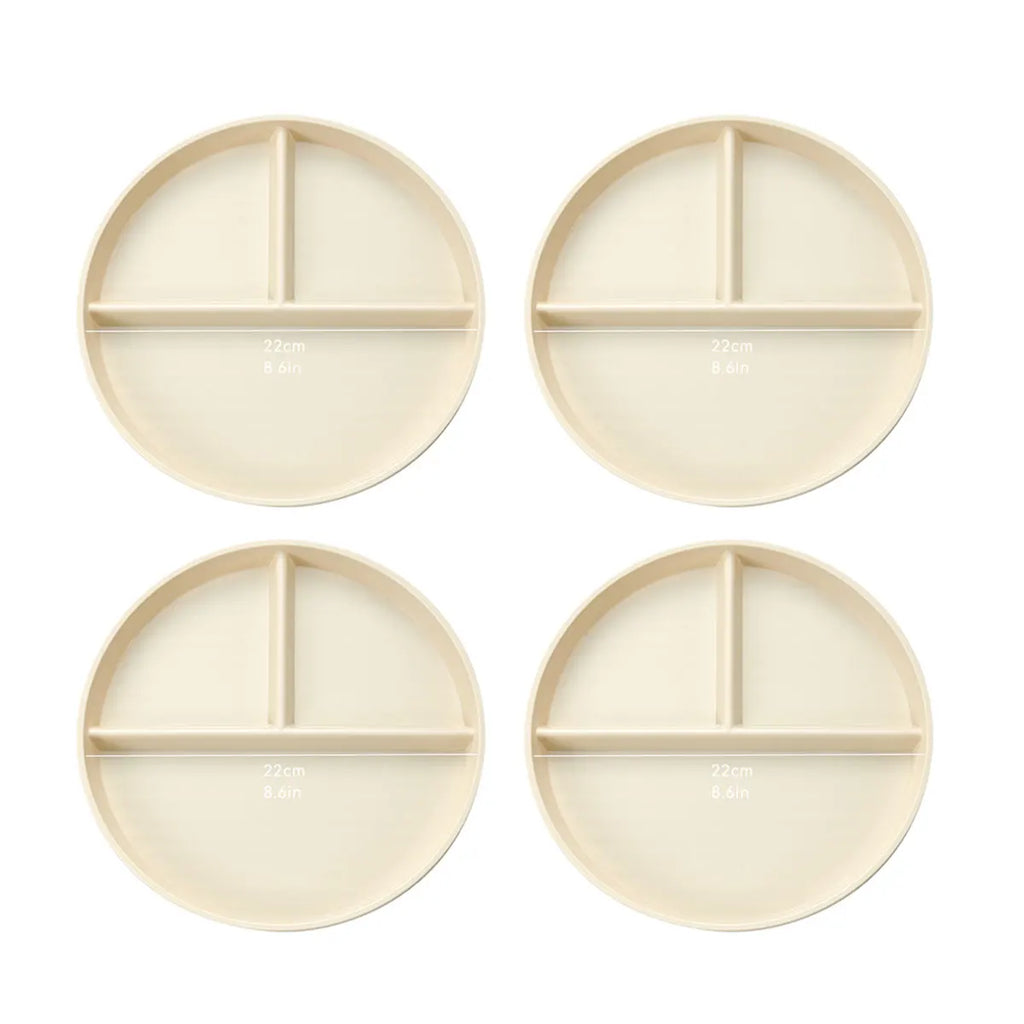 Reusable Fruit Salad Plate Round Plastic Divided Dinning Plate Students Kids Food Plate Microwave & Dishwasher Safe Tableware