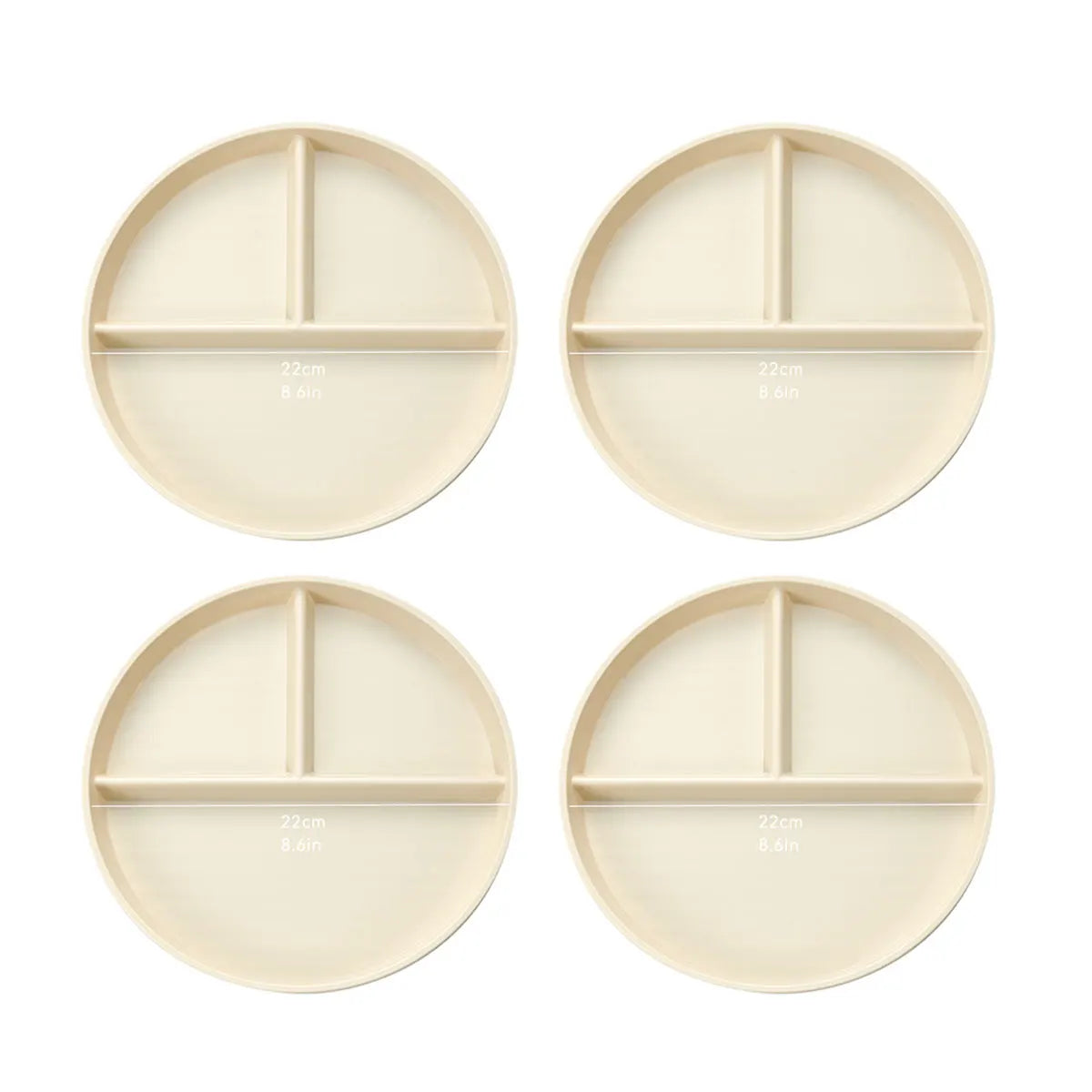 Reusable Fruit Salad Plate Round Plastic Divided Dinning Plate Students Kids Food Plate Microwave & Dishwasher Safe Tableware