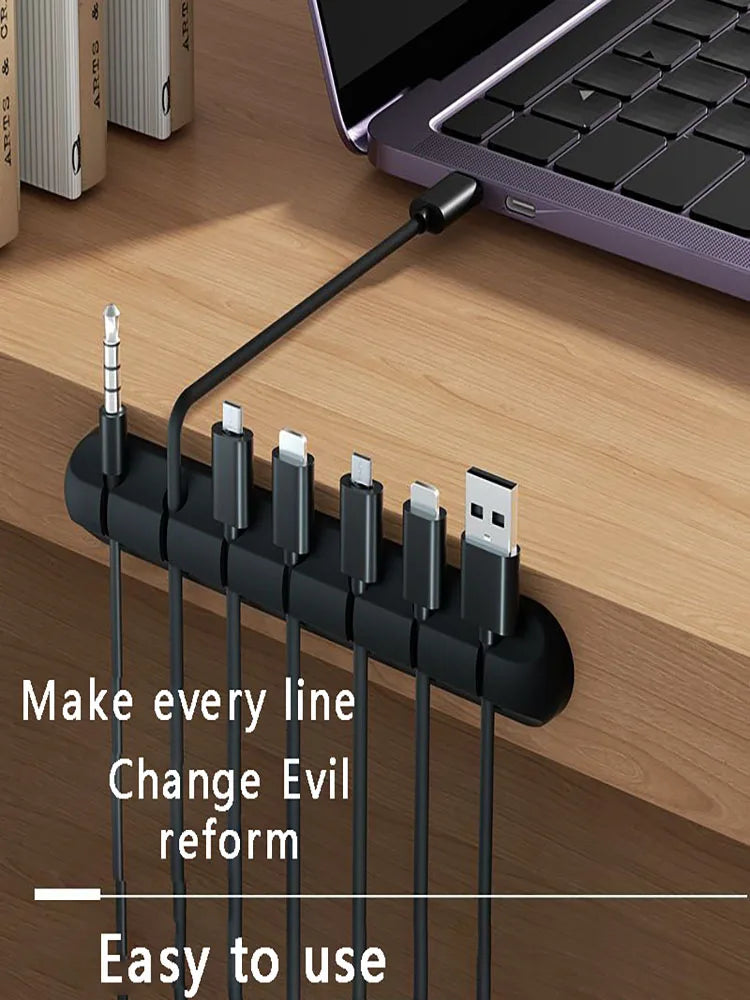 7-hole Data Cable Organizer, Desktop Charging Cable Storage Protector, Mouse Cable, Headphone Winding Device, Fixing Clipp