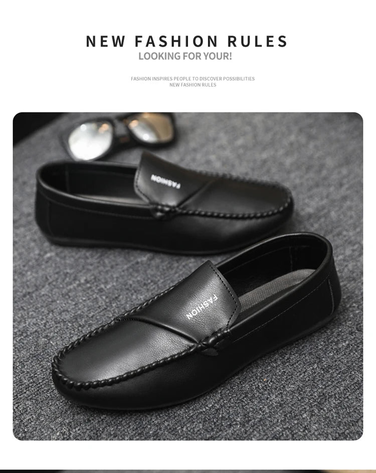 2025 Spring/Autumn Men's Footwear: Minimalist Design Loafers Elegant Khaki-Coloured Work Shoes Student Footwear