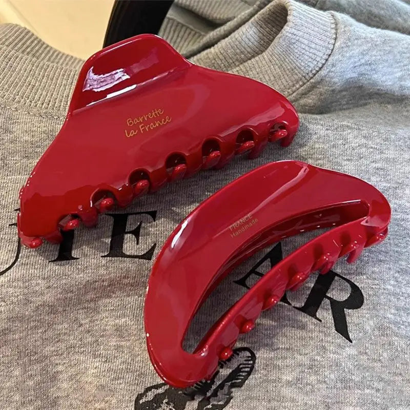 2pcs New high-end New Year red vinegar clip geometric temperament, back of the head hair clip hair accessories
