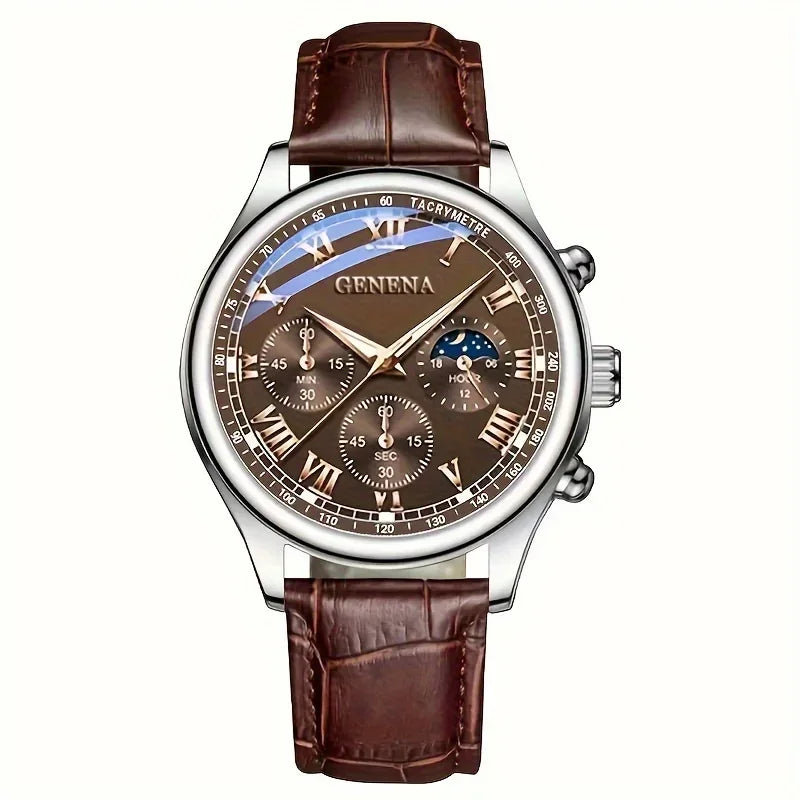 Fashion Roma Dial Men Business Watches Casual Leather Strap Male's Analog Quartz Wristwatch Reloj Hombre（Without Box）
