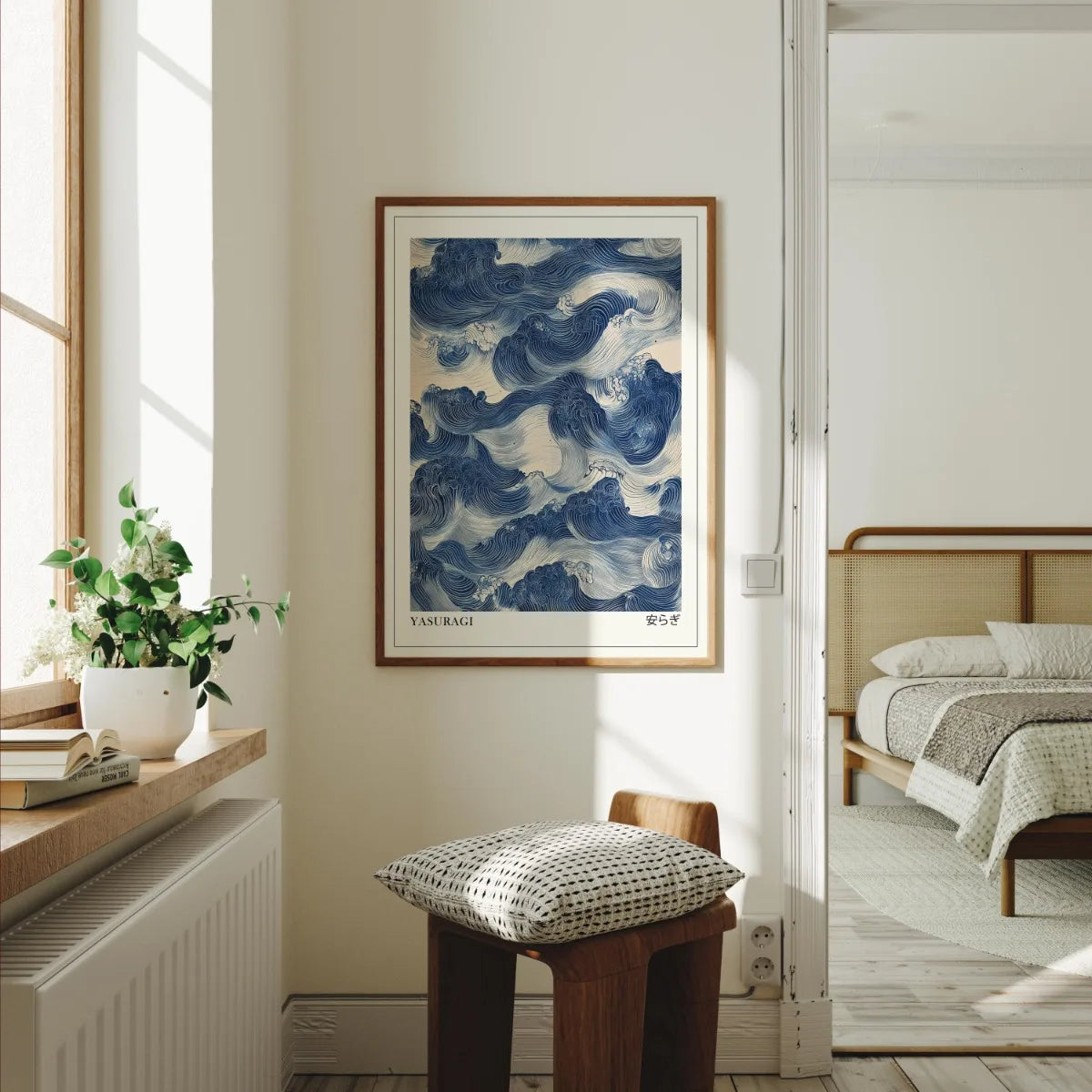 Print Poster Modern Minimalist Art Prints Home Decor Wall Gifts-unframed Japanese Retro Blue Wave Abstract Canvas
