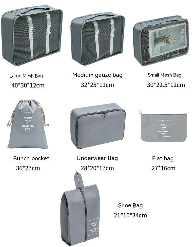 8/9/10 Pcs Set Travel Organizer Storage Bags Suitcase Packing Cubes Set Cases Portable Luggage Clothes Shoe Tidy Pouch Folding