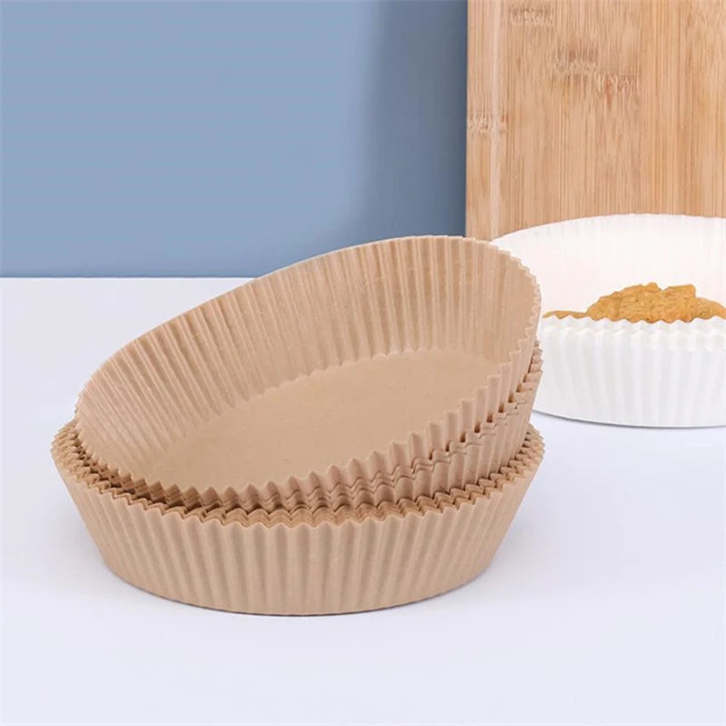 50pcs Air Fryer Disposable Paper Non-Stick Airfryer Baking Papers Round Air-Fryer Paper Liners Paper Kitchen Accessories