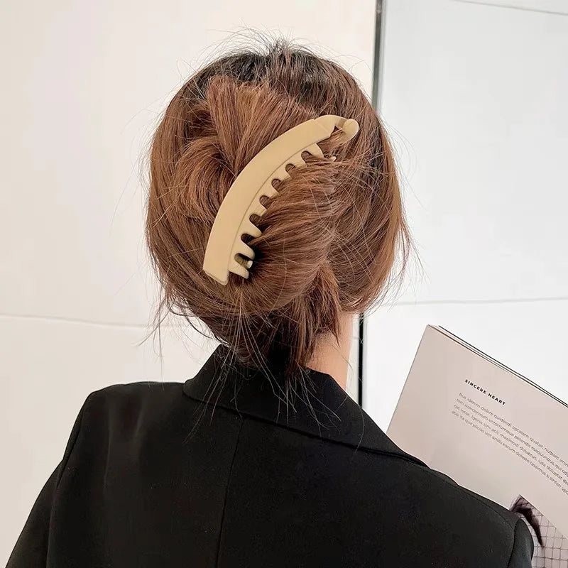 AWAYTR Frosted Hair Clips Solid Color Banana Clip Women's Hair Accessories Fashion Ponytail Barrettes Hair Claws Hairpins