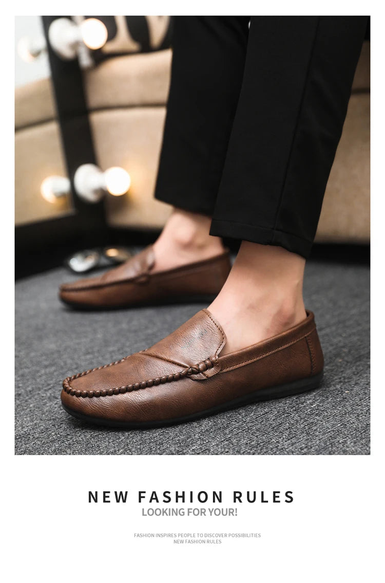 2025 Spring/Autumn Men's Footwear: Minimalist Design Loafers Elegant Khaki-Coloured Work Shoes Student Footwear