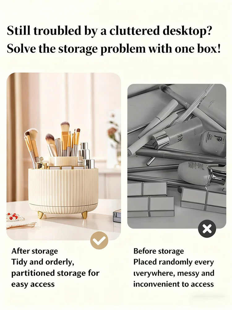 Rotatable Makeup Desktop Cosmetic Storage Box Organizer Large Capacity For Bathroom Portable Lipstick Makeup Brush Pen Holder