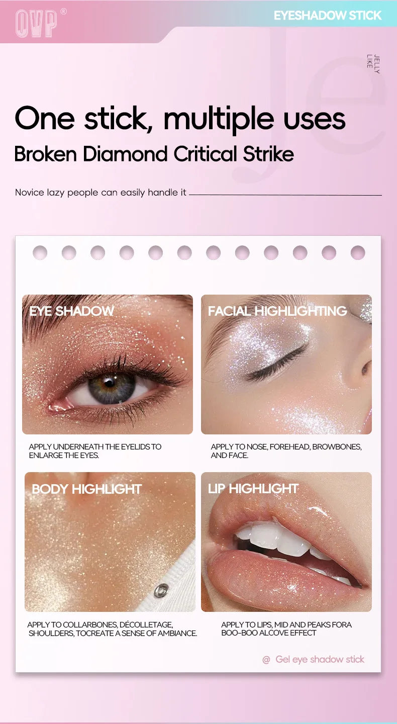 4-piece Water-glow Eyeshadow Stick Set, with Shimmering and Fine Glitter Effect, and Does Not Easily Smudge The Makeup.