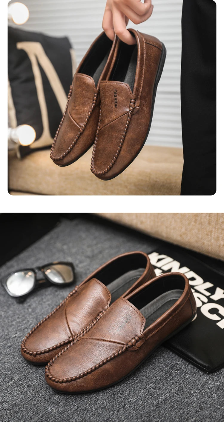 2025 Spring/Autumn Men's Footwear: Minimalist Design Loafers Elegant Khaki-Coloured Work Shoes Student Footwear