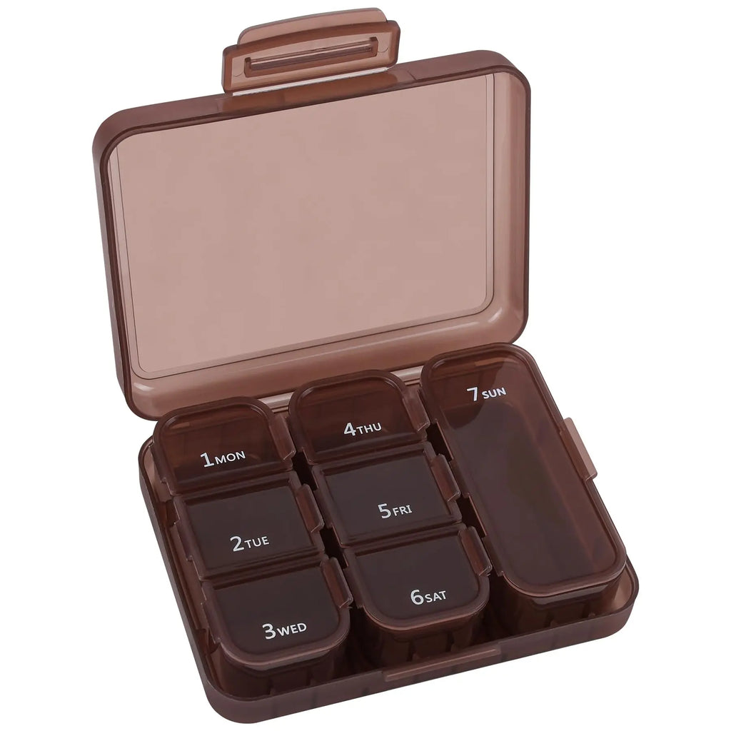 2Pcs 7 Days Pill Storage Box Mini Travel Portable Medicines Dispenser Box Multifunction Plastic Seven Compartment Sealer Box