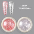 2 Box Pink White Crystal Opal Nail Powder Flakes Sparkling Ultra Thin Foils Iridescent Mermaid Chrome Mica Glitter Nail Decor