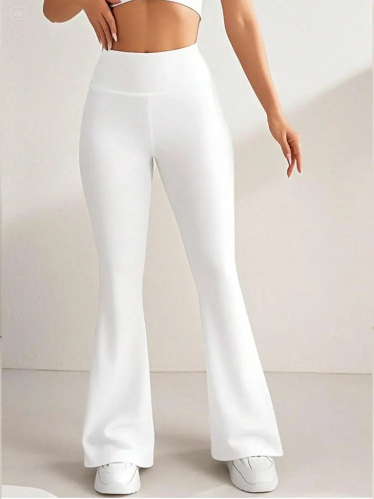 Women's High-Waisted Yoga Flare Pants - Red/White/Black Bootcut Workout Leggings,Plus Size Clothes,Pants & Capris,Jeans（New）