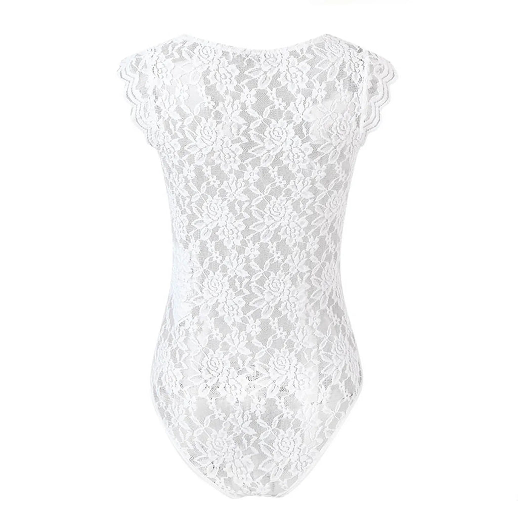 Sexy White Black Lace Shirt Women Deep V Neck See Through Shirts Summer Casual Slim Short Sleeve Bodysuit Clubwear Top For Women