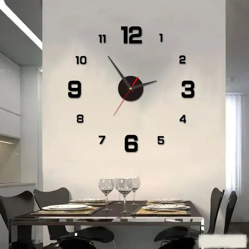 3D Creative Frameless DIY Wall Hanging Clock Wall Stickers Home Mute Digital Clock Living Room Office Wall Decoration