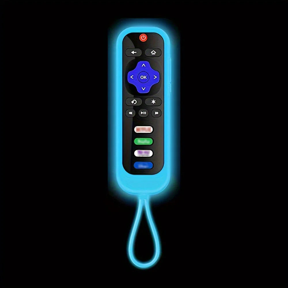Luminous Silicone Remote Control Protective Case With Rope TV Remote Control Cover For TCL Hisense Roku TV Remote Control Cover